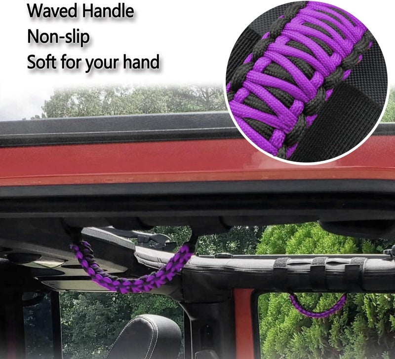 Kujunpao 4 X Roll Bar Grab Handles Grip Handle Compatible with Jeep Wrangler JLU JK JKU TJ YJ LJ JT JL & Gladiator JT 1955-2022 UTV & ATV(Purple) - Image 5